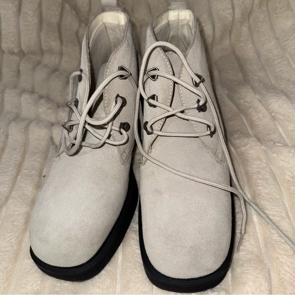 Fashion Bug Cream New Lace-Up Ankle Boots